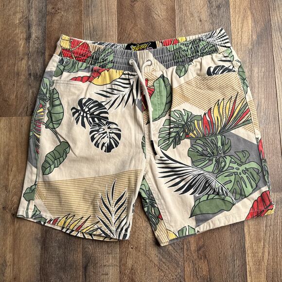Good Vibes Hawaiian Shorts Men's Small Pockets Surfer Summer Beach‎ 6239 - Picture 1 of 11